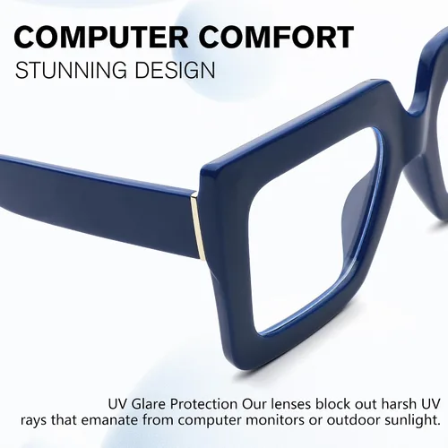 Vista 11 de Pro Acme Gafas de bloqueo de luz azul, marcos cuadrados grandes, anteojos falsos para mujer