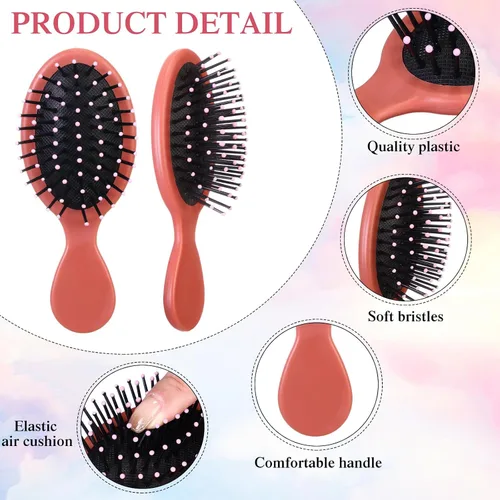 Vista 3 de FoldTier 72 piezas de mini cepillos desenredantes para el cabello, cepillo desenredante de viaje a granel, cerdas suaves, cepillo pequeño húmedo