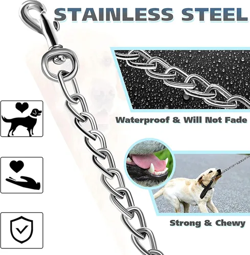 Vista 2 de MOZETO Clip de seguridad para collar de perro, respaldo pesado de acero inoxidable para collar de punta, arnés de perro collar conector de correa