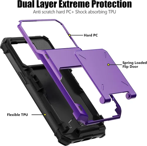 Vista 113 de Nvollnoe - Funda para iPhone 14 con tarjetero [tienda de 5 tarjetas] Negro - Almacenamiento más grande