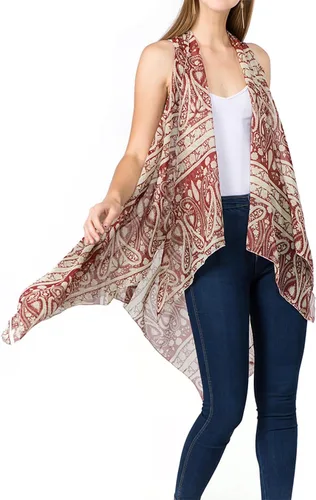 Vista 19 de Scarfand's - Chaleco de cárdigan largo para mujer, ligero, sin mangas, con parte delantera abierta
