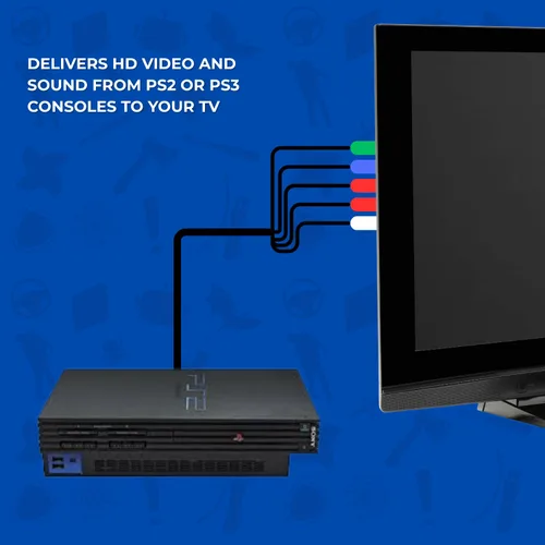 Vista 4 de Old Skool HD - Cable AV compatible con PlayStation 2 y 3 Compatible con PlayStation 3, PS2, PS3, salida HD, cable de audio/video
