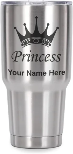 Vista 41 de LaserGram Vaso aislado al vacío de 20 onzas, corona de princesa, grabado personalizado incluido (negro)