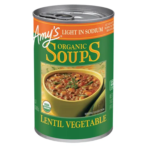 Vista 18 de Amy’s - Sopa vegana ligera en sodio con lentejas y verduras, sin gluten, hecha con verduras orgánicas, sopa enlatada, 14.5 oz (paquete de 12)