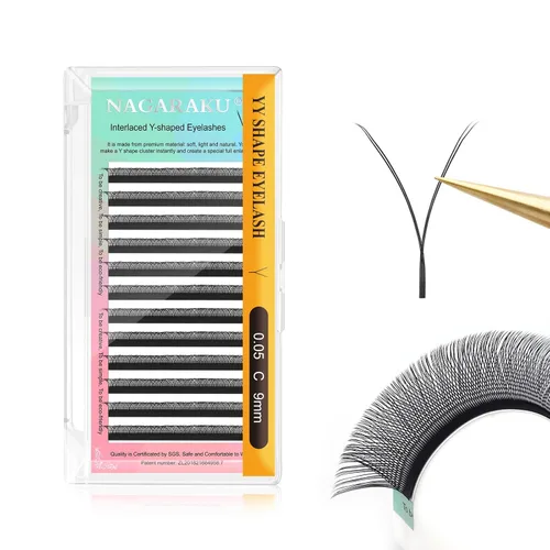 Vista 56 de NAGARAKU YY - Extensiones de pestañas, suministros Y, Lash 4D, Easy Fan, pestañas cruzadas de volumen ruso, pestañas YY, tejidas a mano, malla