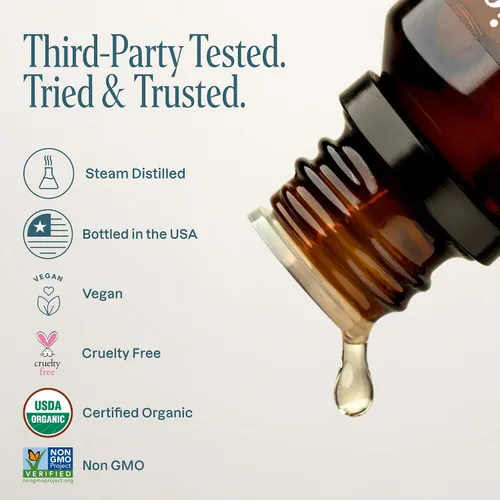 Vista 3 de Cliganic Aceite esencial de albahaca orgánica, 100% puro y natural para aromaterapia Con verificación sin OMG