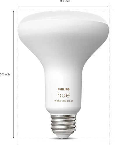 Vista 3 de Philips Hue Bombilla LED inteligente BR30 de 85 W, luz que cambia de color blanco y de color, paquete de 2 unidades, 1200 lúmenes, E26