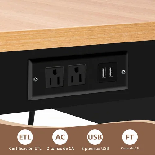 Vista 2 de Banco de trabajo ajustable de 48" con tomas de corriente y 5 ajustes de altura