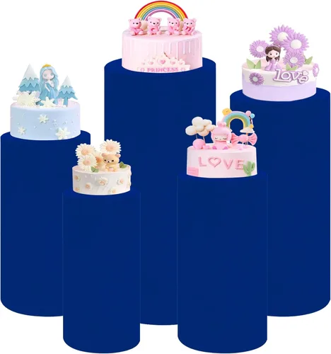 Vista 8 de Fivenl Juego de 5 fundas de pie cilíndrico de elastano, juego de 5 fundas elásticas para zócalo, mesa de postre, cubierta de pilares para accesorios