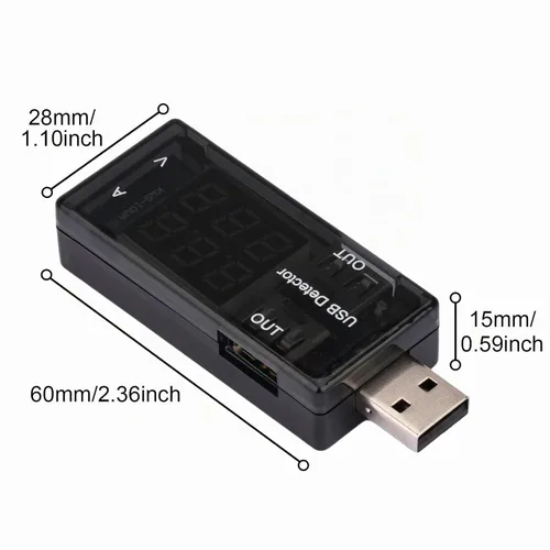 Vista 2 de Medidor de potencia USB, medidor de corriente y voltaje digital CC con pantalla azul y roja, amperímetro USB multifunción para probador USB-C
