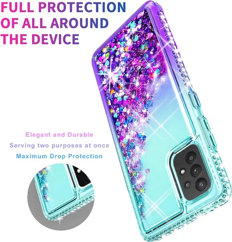 Vista 6 de STARSHOP Funda compatible con Samsung Galaxy A72 5G, con [protector de pantalla de vidrio templado incluido] Liquid Bling Sparkle Flotante Glitter