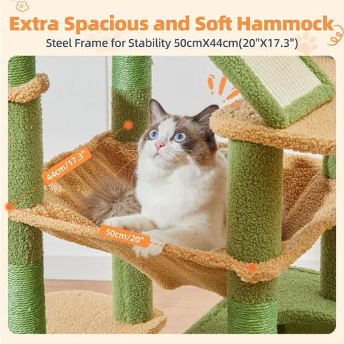 Vista 105 de Taoqimiao Árbol para gatos de 57.5 pulgadas, torre para gatos de interior para adultos, condominio extragrande para gatos, 8 postes rascadores