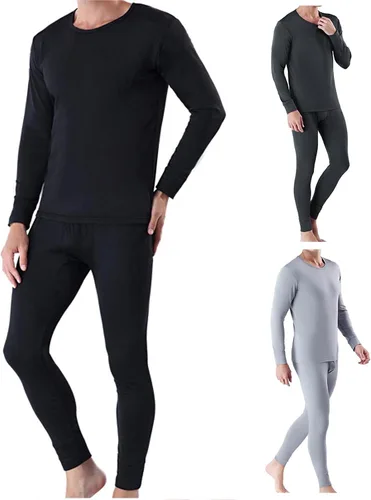 Vista 4 de Conjunto de ropa interior térmica de terciopelo suave para invierno, con forro y forro cómodo