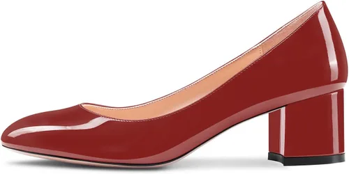 Vista 2 de Zapatos clásicos de tacón bajo y grueso para mujer, tacón de gatito, puntera redonda, sin cordones, para oficina, boda, zapatos clásicos de 2