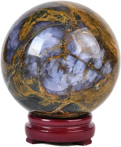 Vista 102 de JIC Gem Piedra Natural de Jaspe Africano Cristal de Curación Esfera Adivinación Bola de Piedra Preciosa, Feng Shui Reiki Aura Decoración