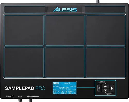 Vista 10 de Alesis Sample Pad Pro + Montaje de módulo - Instrumento de percusión y activación de muestras con almohadillas de goma de doble zona y placa
