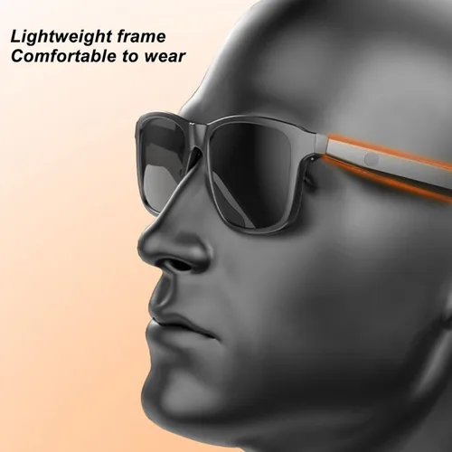 Vista 5 de Gafas inteligentes, gafas de sol Bluetooth con oído abierto audio manos libres llamada magnética carga para actividades al aire libre ligero