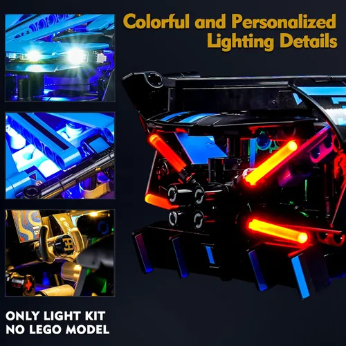 Vista 2 de VONADO Kit de luz LED compatible con Lego Bugatti Bolide Agile Blue, iluminación de bricolaje para Lego 42162 Juego de construcción - Luces Bugatti