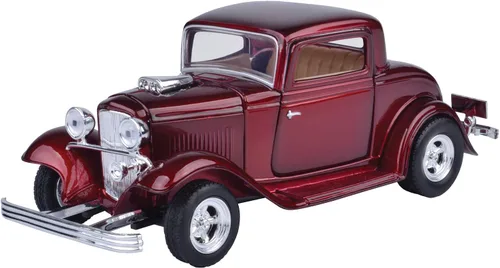 Vista 2 de MotorMax American Classics 1932 Ford Coupe 1/24 Escala Diecast Modelo Coche Rojo