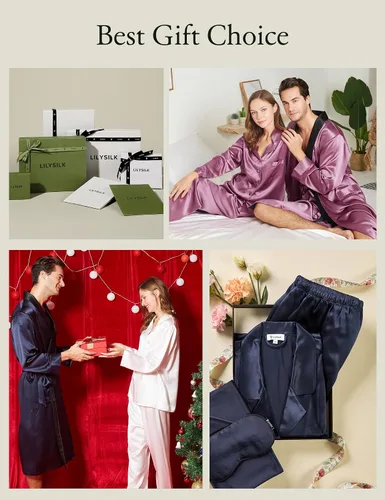 Vista 7 de LilySilk - Conjunto de pijama de seda para mujer, cómoda, de dos piezas, de manga larga, Seda de morera auténtica de 16 momme Verde aguacate