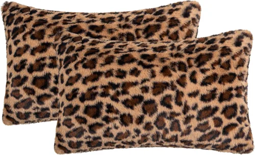 Vista 10 de Fundas de Almohada con Estampado de Leopardo de 18 x 18 Pulgadas Juego de 2 - Fundas de Cojín de Sofá de Piel Sintética Decoración Rústica - Fundas