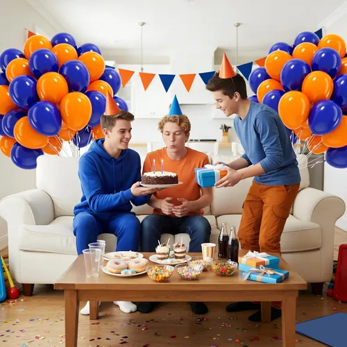 Vista 5 de 60 globos azul real y naranja con globos naranja y azul de 12 pulgadas Azul Naranja