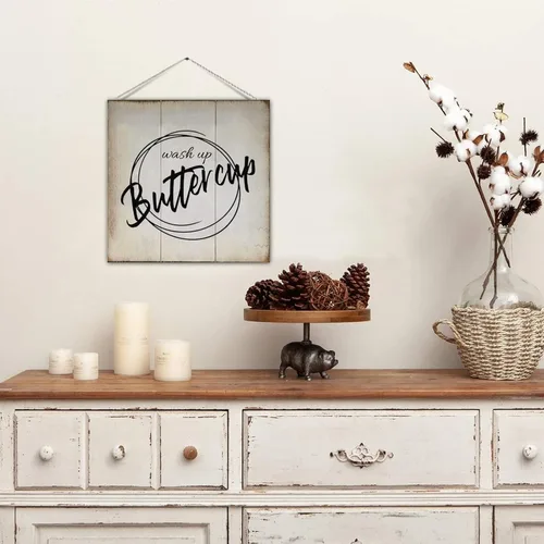 Vista 5 de Funny Bathroom Pallet Sign Plaque Wash Up Butter Cup Rural Wood Family Sign Board Country Bathroom Wall Hanging Decor for Toilet Restroom Bathroom