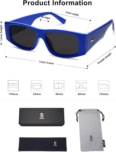 Vista 37 de SOJOS Gafas de sol polarizadas rectangulares Y2K de moda para mujeres y hombres, gafas de sol rave de diseñador de moda SJ2228