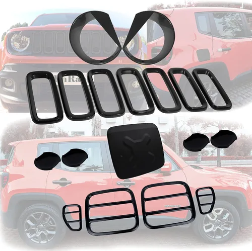 Vista 10 de Funda Protectora de Luz Trasera Compatible con Jeep Renegade, Protector de Lámpara Trasera de Metal Negro Antioxidación para Jeep Renegade 2015 2016