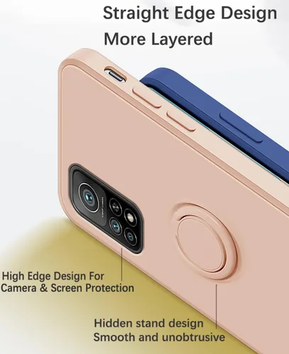 Vista 5 de Funda compatible con Xiaomi Mi 10T Pro con soporte de anillo verde, para Xiaomi Mi 10T Pro, funda de silicona líquida con forro de microfibra suave