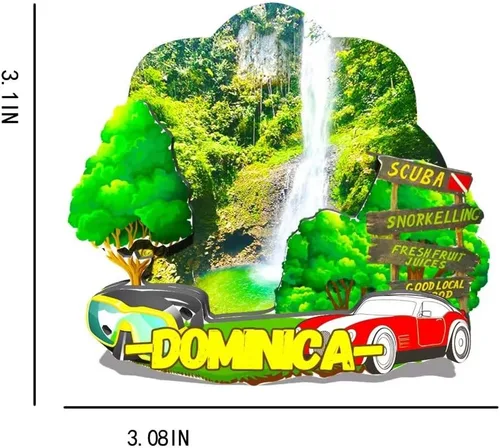 Vista 3 de Dominica Dominica - Imán de madera para nevera, monumentos 3D, recuerdos coleccionables, decoración hecha a mano -549
