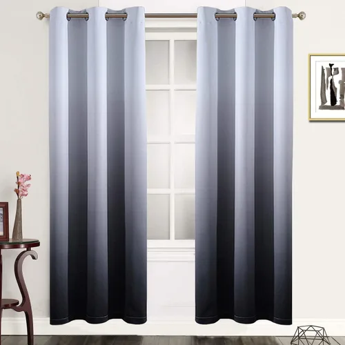 Vista 199 de SimpleHome Cortinas degradadas degradadas para oscurecer la habitación de 36 pulgadas de largo para dormitorio, con ojales y bloqueo de luz Negro