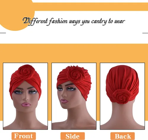 Vista 6 de 6 piezas de turbante para mujer, turbantes para la cabeza para mujer, turbantes preatados con nudo torcido para mujer