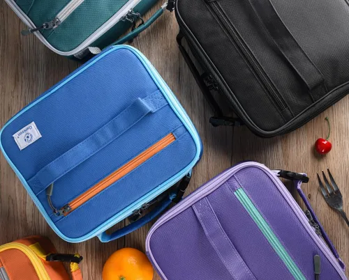Vista 4 de Genteen Paquete de 2 bolsas de almuerzo suaves aisladas con doble cremallera, resistente, congelable y reutilizable para niños, hombres