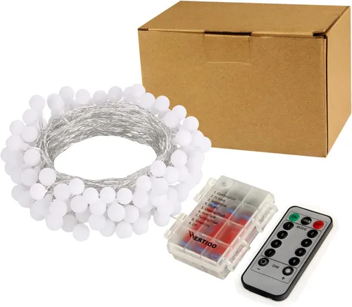 Vista 6 de WERTIOO Luces de cadena de 33 pies con 100 LEDs que funcionan con batería, luces de hadas de globos coloridos con control remoto para Multicolor-33