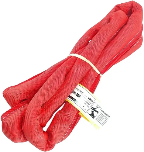 Vista 9 de Eslingas rojas VR5 de 4 pies hechas en Estados Unidos de 4 a 30 pies de longitud, cubierta de doble capa, eslingas de elevación de polietileno