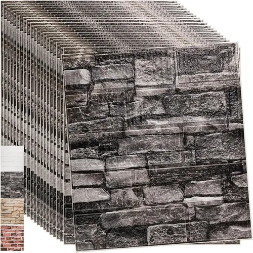 Vista 8 de Papel tapiz de ladrillo 3D autoadhesivo, removible, impermeable, espuma de polietileno, pintable, para dormitorio, sala de estar, cocina