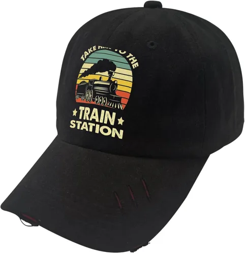 Vista 3 de Hat Take Him to The Train Station Baseball Caps, Vintage Baseball Cap for Men