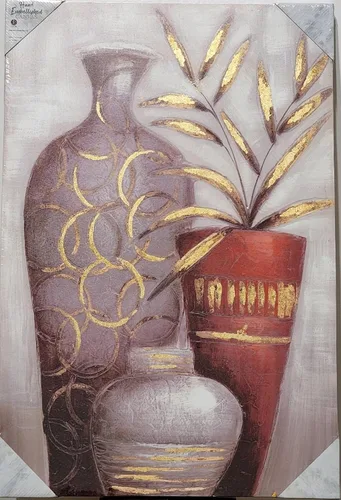 Vista 2 de Victoria Bella CN258/A Vessels Of Belize - Lienzo adornado con papel de aluminio de 24 x 36 pulgadas, lienzo adornado con pintura, lámina dorada