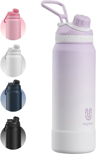 Vista 15 de Botella de agua aislada de 24 onzas, acero inoxidable al vacío de doble pared, diseño de boca ancha, botella reutilizable a prueba de fugas