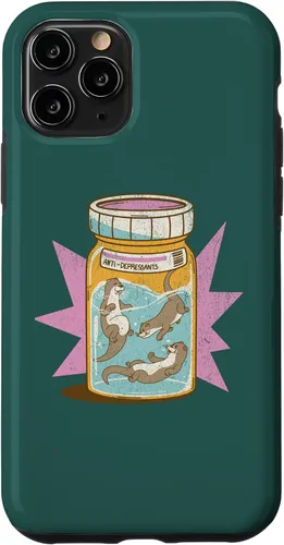 Vista 10 de iPhone 15 Anti Depresivo Botella de Nutrias Divertido Lindo Kawaii Sea Ocean Case