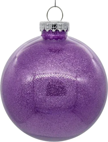 Vista 18 de Vickerman Adorno navideño de bola transparente de 3 pulgadas con interior de purpurina dorada antigua. Oro envejecido
