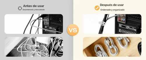 Vista 3 de Organizador de cables de datos, actualización 2025, bridas de cable reutilizables, bridas de cable de silicona multiusos, organizador de gestión
