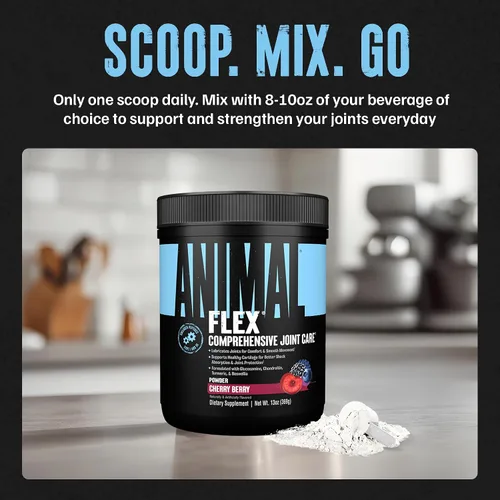 Vista 4 de Animal Flex Powder - Suplemento de apoyo articular para aliviar el dolor, reparar y restaurar músculos con cúrcuma, glucosamina, condroitina, MSM