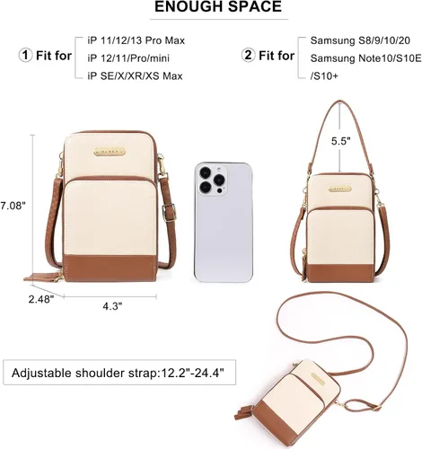 Vista 3 de CLUCI Bolsos cruzados pequeños para mujer de cuero para teléfono celular