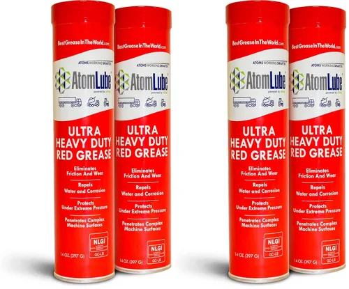 Vista 11 de AtomLube Grasa roja ultra resistente, paquete de 2 tubos de 14 onzas, lubricante impermeable y de alta temperatura, grasa para rodamientos de ruedas