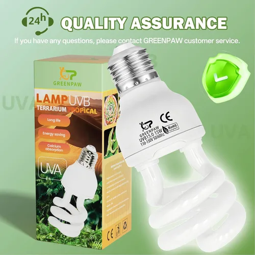 Vista 8 de Bombilla UVB de reptil de 15 W 5.0 – Bombilla UVA para reptiles, luz de reptiles UVB, terrario fluorescente compacto para tropical, subtropical