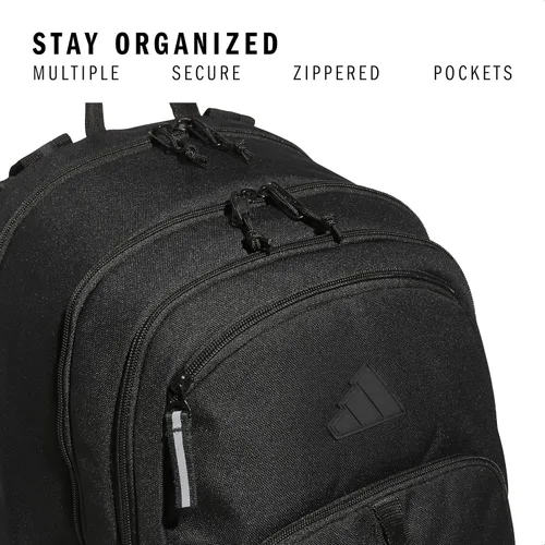 Vista 3 de adidas Mochila unisex Prime para trabajo, bolsa para laptop, mochila de viaje para mujeres y hombres con compartimento acolchado para laptop, Negro