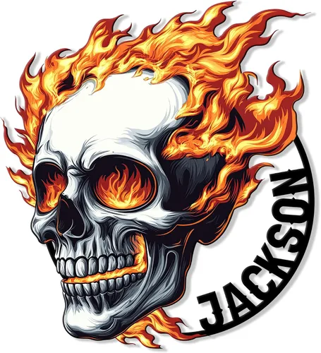 Vista 10 de Letrero de metal personalizado con calavera, letrero colgante de calavera para porche al aire libre, valla de pared con nombre personalizado, patio