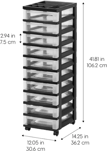 Vista 3 de IRIS Organizadores y almacenamiento de plástico USA Craft, carrito de almacenamiento rodante para suministros de aula y gabinete de almacenamiento
